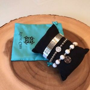 Rustic Cuff White Rubber & Stainless Steel Set